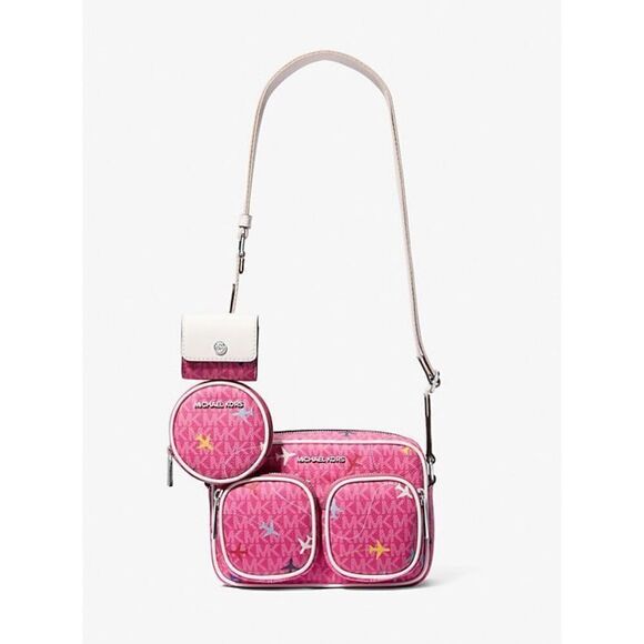 Michael Kors Medium Crossbody Bag Handbag Purse Messenger Shoulder Dragonfruit - Picture 3 of 10